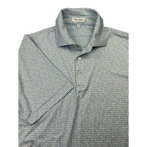 Peter Millar Polo Shirt Mens Medium Geometric Summer Comfort Golf Cowboy Drinks